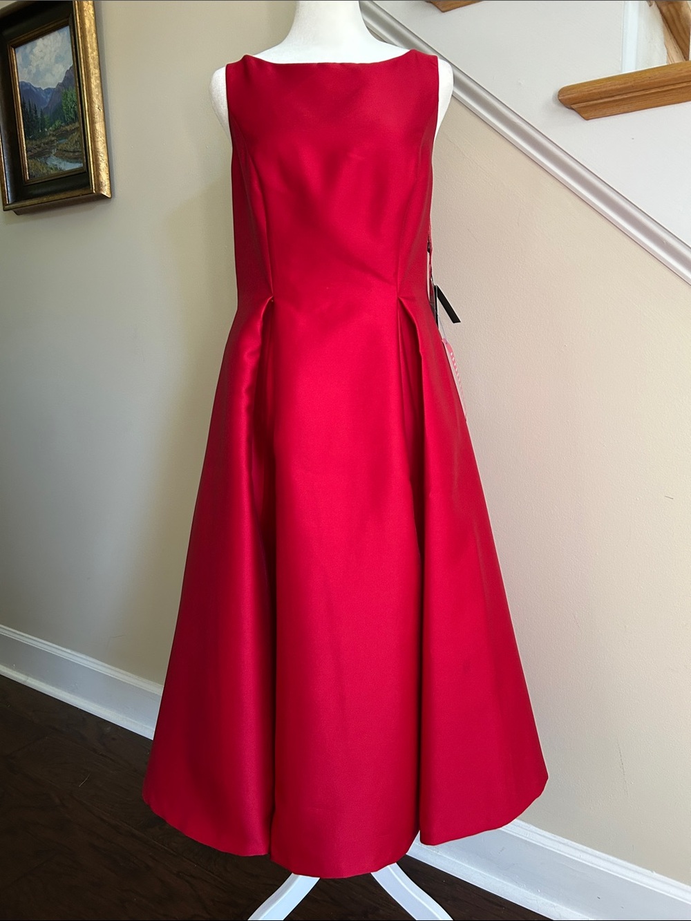 Adrianna Papell Lovely Red Sleeveless Fit & Flare Tea Length Dress. NWT.  Size 8